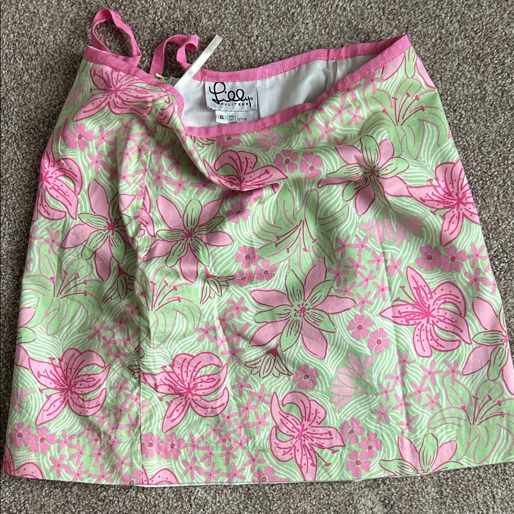 Lilly Pulitzer Pink and Green Floral Skirt